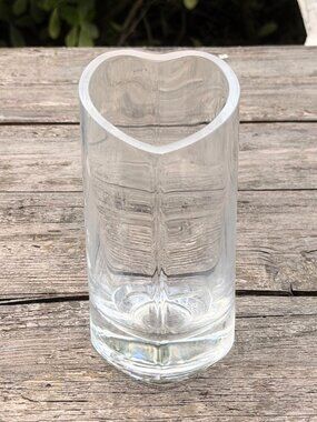 Vintage Clear Glass Heart-Shaped Decorative Vase 6" tall Love Flowers